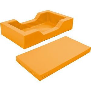 Patut pentru cresa orange, 128 x 75 x 25 cm, din spuma, cu decupaj pentru acces, saltea 8 cm grosime inclusa, stivuibil imagine