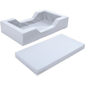 Patut pentru cresa gri, 128 x 75 x 25 cm, din spuma, cu decupaj pentru acces, saltea 8 cm grosime inclusa, stivuibil imagine