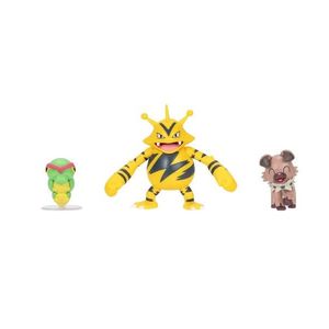 Set 3 figurine - Pokemon - Caterpie, Rockruff, Electabuzz | Jazwares imagine