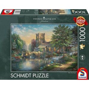 Puzzle 1000 piese - Thomas Kinkade - Capela din lemn de salcie | Schmidt imagine