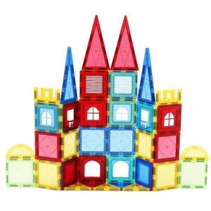 Set de Constructie Magnetic Tiles 3D, jucarii educationale, Elemente Magnetice, variante de asamblare, 60 piese imagine