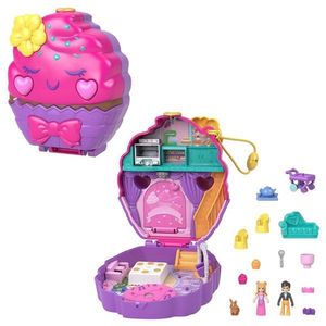 Set de joaca cu 2 papusi si 13 accesorii, Polly Pocket, Sweet Cupcake, HKV31 imagine