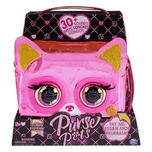 Geanta interactiva metalizata, Purse Pets, Roz, 20139596 imagine