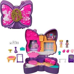 Set de joaca cu 2 papusi si 12 accesorii Polly Pocket, Sparkle Stage Bow, HCG17 imagine