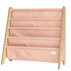 Raft organizator de carti pentru copii, 3 Sprouts, material reciclat, Roz imagine