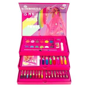 Set de colorat in cutie cu sertare, Barbie, 31 piese imagine