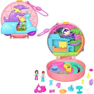 Set de joaca cu 2 papusi si 12 accesorii Polly Pocket, Adventure Moped, HWN98 imagine