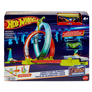 Set masina si pista, Hot Wheels, Neon Speeders, Laser Stunt Slamway, HPC05 imagine