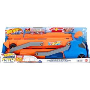 Transportator cu piste si masina, Hot Wheels City, Speed Truck, HYT83 imagine