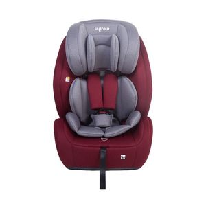 Scaun auto cu isofix si top tether R129, I-Size, U-grow, 76-150 cm (15 luni-12 ani), HDPE/tesatura tricotata din poliester, rosu/gri imagine