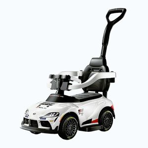 Imagine Masinuta electrica cu maner pentru copii, 3 in 1, Toyota GR Supra GT4, pentru copii 1-3 ani, 30W, 6V, alba