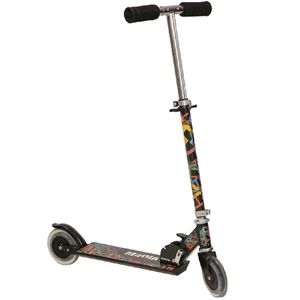 Trotineta pliabila cu baza antiderapanta, inaltime ghidon reglabila 60-82 cm si roti PU, de la 3ani si pana la 20kg Moni Magic Black imagine