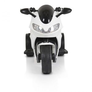 Motocicleta electrica pentru copii 6V7Ah, roti rezistente, oglinzi retrovizoare, lumini LED, muzica, mufa MP3, USB Moni Comet White imagine
