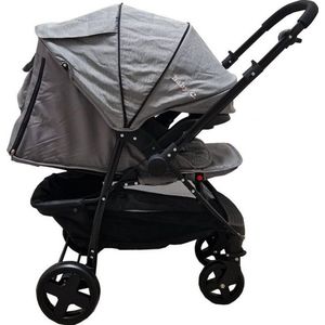 Carucior pentru copii Baby Care Pro SK10 Gri Jeans cu Maner reversibil, Spatar reglabil in 3 trepte, Frana picior, Pliabil imagine