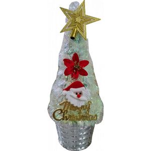 Brad artificial de Craciun Novokids Mini Christmas Tree Alb pentru casa si birou, Cu decoratiuni si suport incluse, Inaltime 35 cm imagine