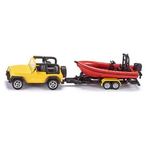 Jucarie - Jeep with boat | Siku imagine