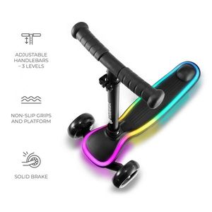 Trotineta pentru copii Kinderkraft Raket Black pliabila, platforma si roti LED, ghidon reglabil, greutate admisa 50 kg imagine