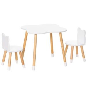 HOMCOM Set de Masă și Scaun din Lemn pentru Copii, Masă de Activități pentru Copii cu Vârsta de 3+ ani, 56x56x50 cm, Gri | Aosom Romania imagine