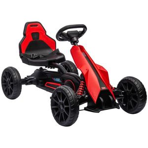 Kart cu pedale pentru copii cu vârsta între 3-8 ani cu scaun reglabil în 4 poziții și roți EVA, 100x58x58, 5cm roșu și negru HOMCOM | Aosom Romania imagine