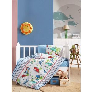 Lenjerie de pat pentru copii, Dino v2 - Blue, Cotton Box, Bumbac Ranforce imagine