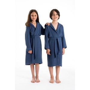 Halat de baie pentru copii, DC Home, Muslin, Bumbac , Albastru navy imagine