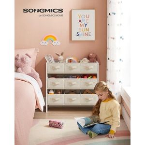 Organizator jucarii / mobilier camera copilului, Songmics, 9 compartimente, 62.5x29.5x60 cm, PAL, alb cloud imagine