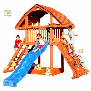 Complex de joaca din lemn GIANT, cu cataratoare si tobogan, pentru max 10 copii, 3 ani+, Fungoo 0925 imagine
