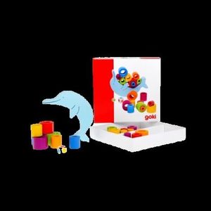 Joc educativ pentru indemanare, din lemn, echilibru Delfini, 4 ani, Goki 56901 imagine