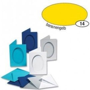 Set 5 felicitari decupaj oval Galben imagine