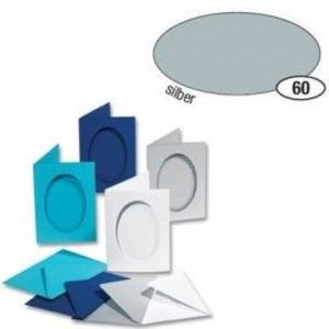 Set 5 felicitari decupaj oval Argintiu imagine