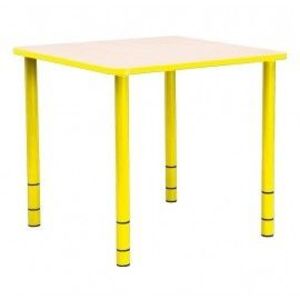 Masa gradinita - Bambino - Patrata - Cant colorat - Inaltime reglabila - Marimea 0-3 – Galben imagine