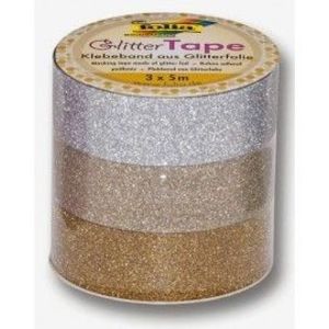 Set 3 role banda adeziva glitter Gold imagine