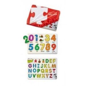 Set 2 puzzle lemn in husa Litere si Numere imagine