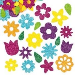 Autocolante neopre flori gliter - Baker Ross imagine