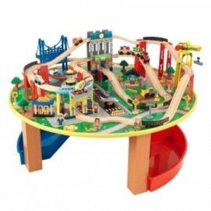 Trenulet din lemn City Explorer si masa de joaca Kidkraft imagine
