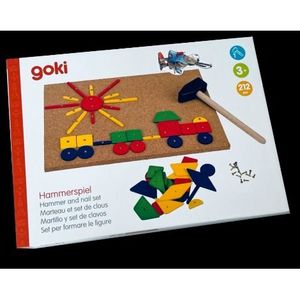 Joc de constructii Educativ - ciocan si cuie, 210 piese, 3ani+, Goki 58990 imagine