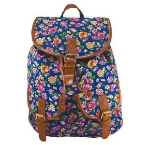 Rucsac urban Jolie Fleurs, fond albastru - LaRue imagine