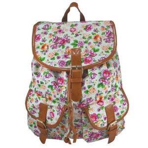Rucsac urban Jolie Fleurs, fond crem - LaRue imagine