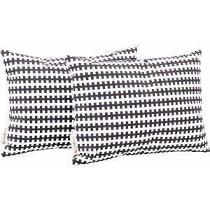 Set 2 perne decorative dreptunghiulare Alb-negru linii imagine