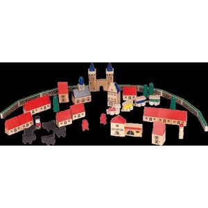 Set de construit din lemn, 46 piese, Micul Meu Sat, GOKI TT050 imagine