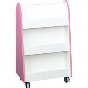 Biblioteca gradinita Qaudro alb cu dubla fata si roti - roz deschis imagine