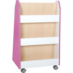 Biblioteca gradinita Quadro artar cu alb cu dubla fata si roti - roz imagine