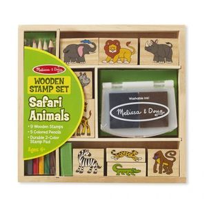 Set 9 stampile din lemn Safari - Melissa & Doug imagine