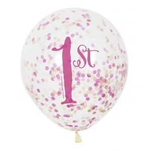 Baloane latex 1st birthday confetti 6 buc imagine