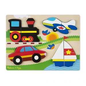 Puzzle din lemn cu piese mari Vehicule - Melissa & Doug imagine