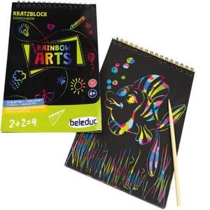 Carnet cu 12 coli pentru desene prin razuire Scratch art imagine
