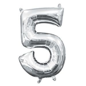 Balon folie argintiu cifra 5 imagine