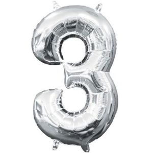 Balon folie argintiu cifra 3 imagine