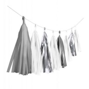 Ghirlanda tassel 3m argintie imagine