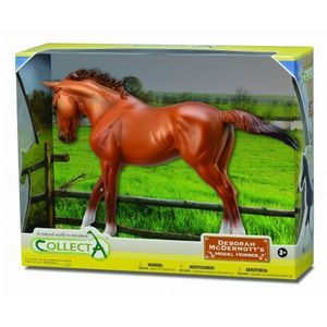Figurina in cutie Iapa Thoroughbred Chestnut pictata manual WB Collecta imagine